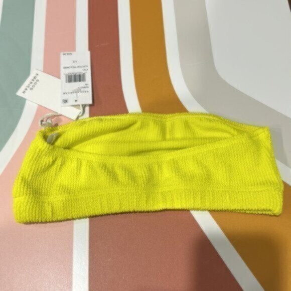 NWT Good American Yellow Crinkle Basic Bandeau Electric Size 1/2 Medium - Picture 6 of 7